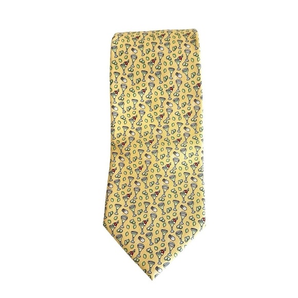 Vineyard Vines Men Silk Tie Margarita Lime Salt Cocktail Yellow Necktie Cocktail - Picture 6 of 6